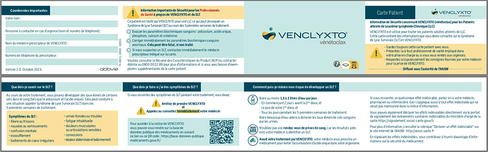 Carte Patient (recto + verso)