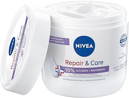 NIVEA Repair  Care - Crème pour le corps sans parfum - Hydratante et non grasse - Absorption rapide - Avec panthénol et glycérine - Pour peaux sensibles et démangeaisons - 400 ml